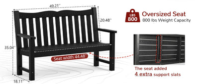 Outdoor Bench, 2-Person Garden Benches for Outdoors, All-Weather HIPS Garden Bench with 800 lbs Weight Capacity