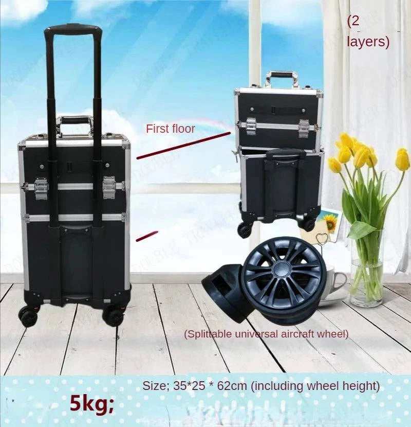 Multi-functional New Trolley cosmetic bag,rolling luggage Makeup Toolbox case Cosmetic Bags on Wheel,Nail tattoo trolley box bag - MarvelouStore