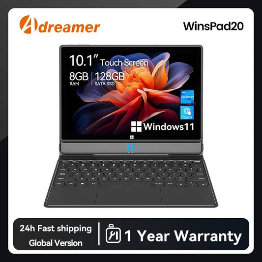 Adreamer 10 Inch Windows Tablet with Keyboard 8GB 128GB 4000mAh 2 In 1 PC Cheap Tablet Windows 11 Intel J4125 2.4G/5G WiFi