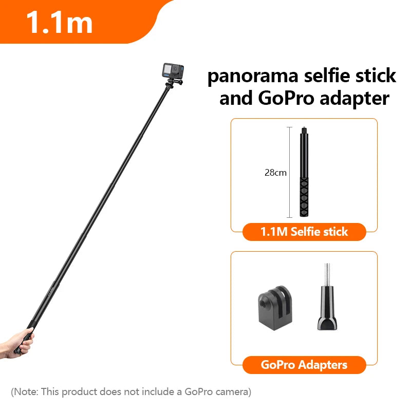 HONGDAK 3m Invisible Selfie Stick 360° Rotation Holder Extended EditionMonopod for Insta360 X2 X3 GoPro 11 10 Camera Accessories