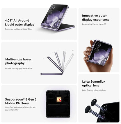 World Premiere Global Version Xiaomi MIX Flip Foldable 4.01" Outer Display 12GB 512GB Snapdragon 8 Gen 3 Leica 50MP Camera Mi