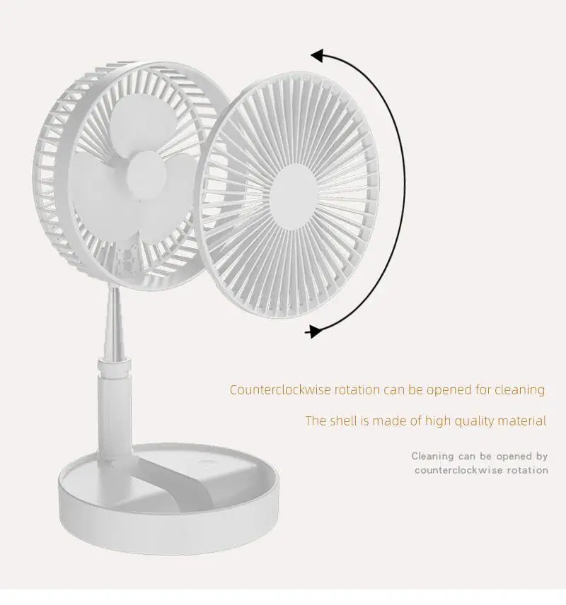 7200mah Portable Fan Rechargeable Mini Folding Telescopic Floor Low Noise Summer Fan Cooling For Household Bedroom