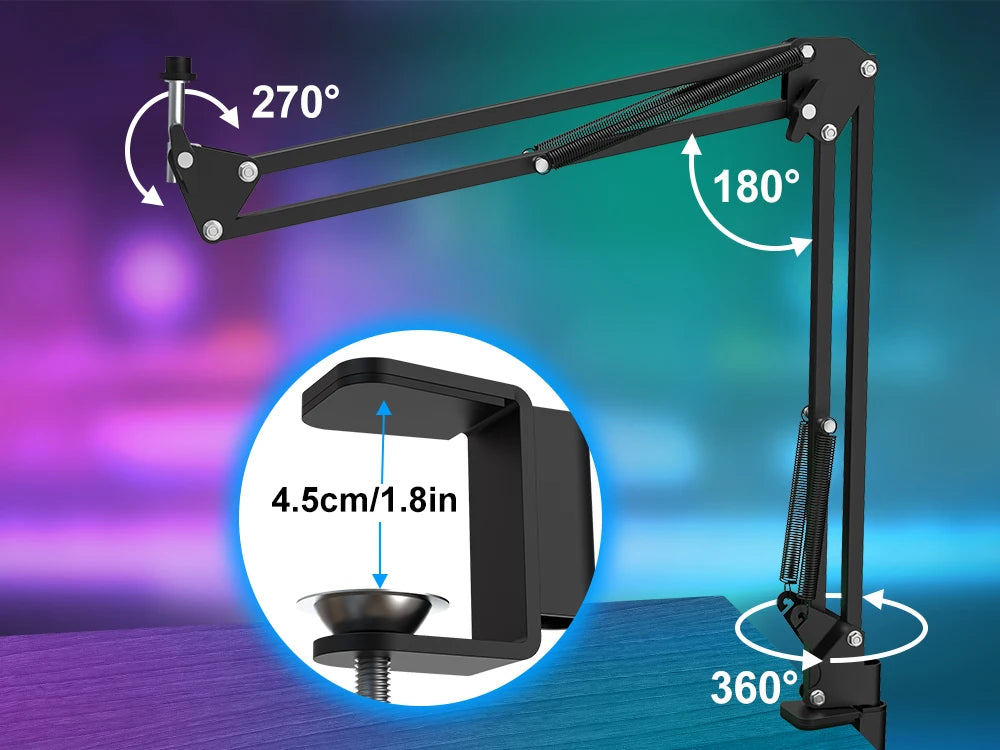 Professional USB Streaming Podcast PC Microphone Studio Cardioid Condenser Mic Kit with Boom Arm For Recording Twitch YouTube