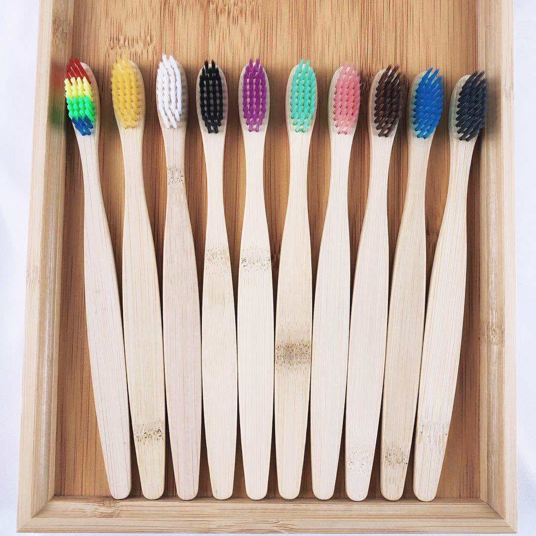 30pcs ECO Friendly Toothbrush Bamboo Toothbrushes Resuable Portable Adult Wooden Soft Tooth Brush For Home Travel Hotel