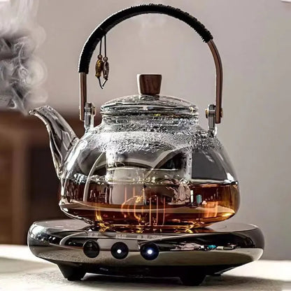 Steamable Teapot Household Glass Tea Maker High Temperature Resistant Steaming and Boiling Dual-purpose Teapot