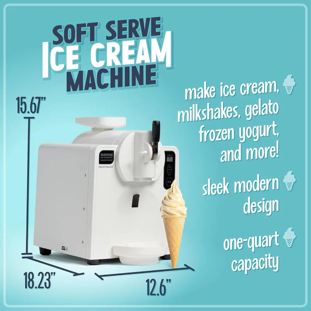 Easy-Dispensing Soft Serve Ice Cream & Frozen Dessert Machine, Makes 1 Quart of Ice Cream, Milkshakes, Frozen Yogurt