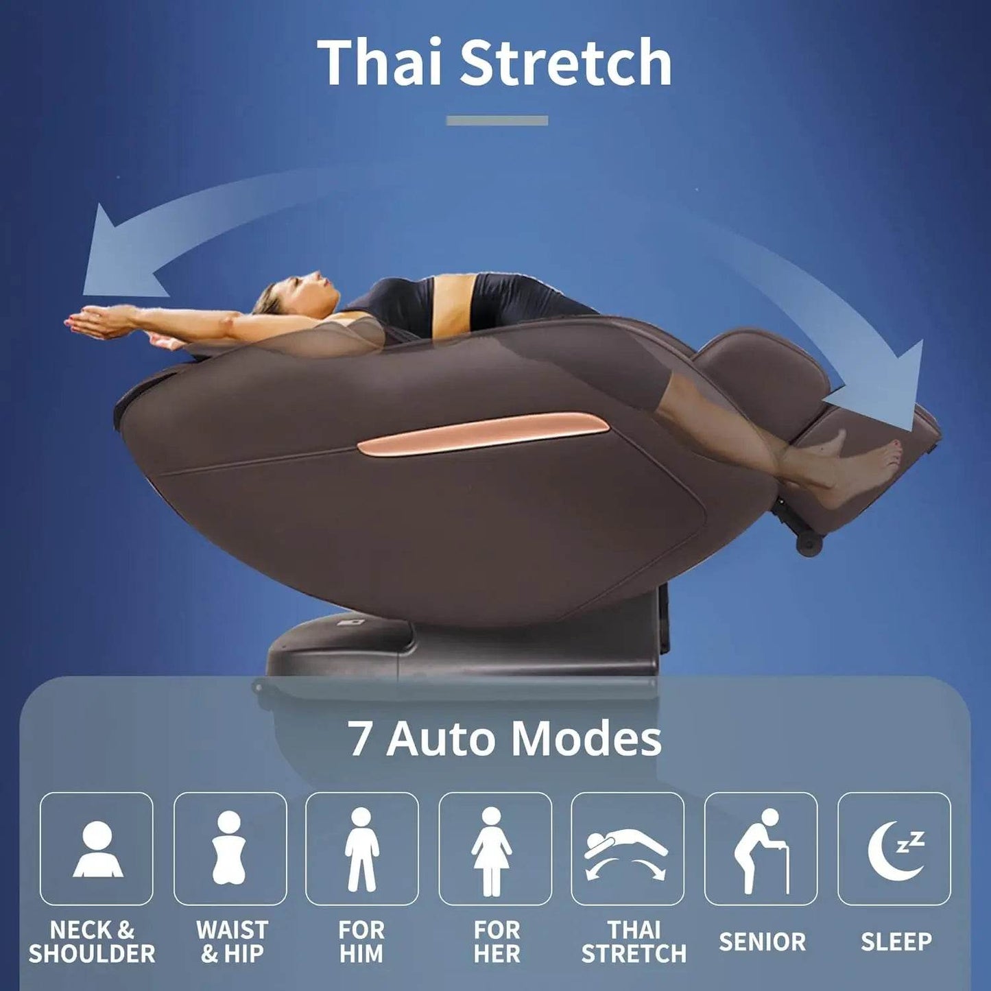 Massage Chair Recliner with Smart Acupoint Scanning, Thai Stretch, Zero Gravity, Blue - MarvelouStoree