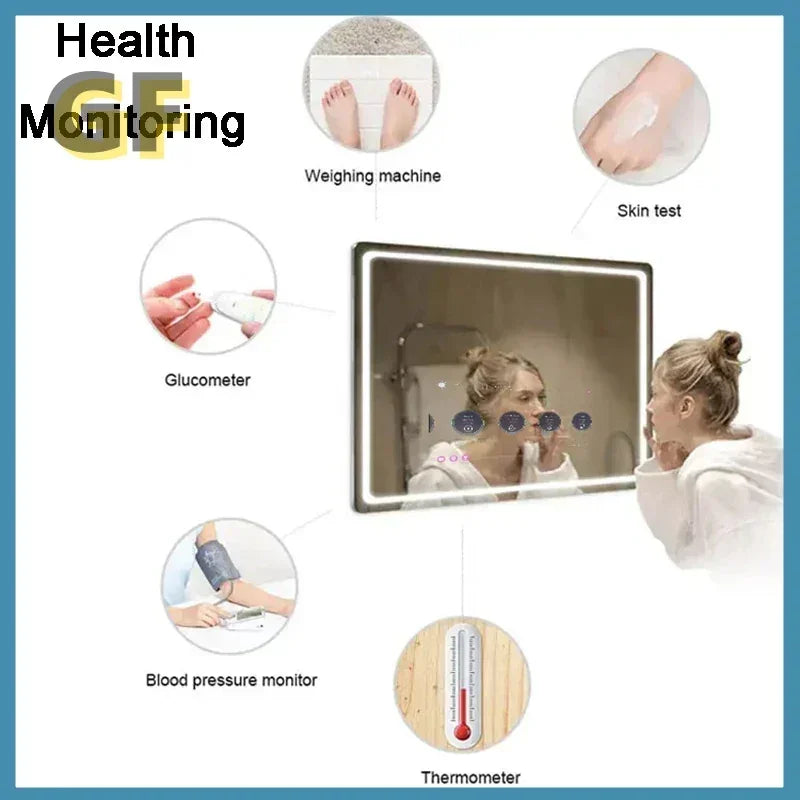 Hotel Bathroom Full Function Glass Smart Android Tv Mirror Smart Led Bathroom Mirror With Touch Screen Smart Magic Mirror