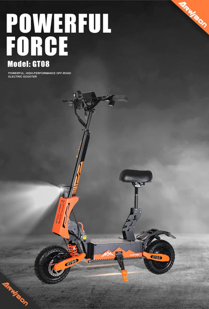 Arwibon 5600W Adult Electric Scooter Dual Motor Top Speed 50MPH,60V27AH, 11-inch Off-Road Tires Sport Folding eScooter with Seat