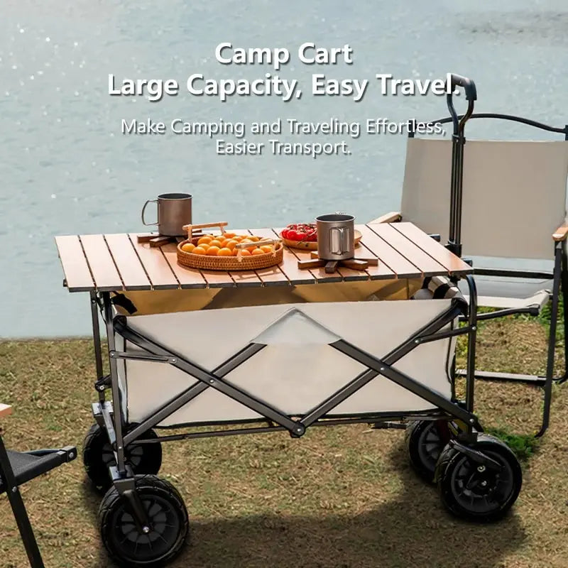 Camping Cart Outdoor Foldable Cart Oversized Camping Vehicle Picnic Vehicle Trailer Camping Trolley Stall Small Cart