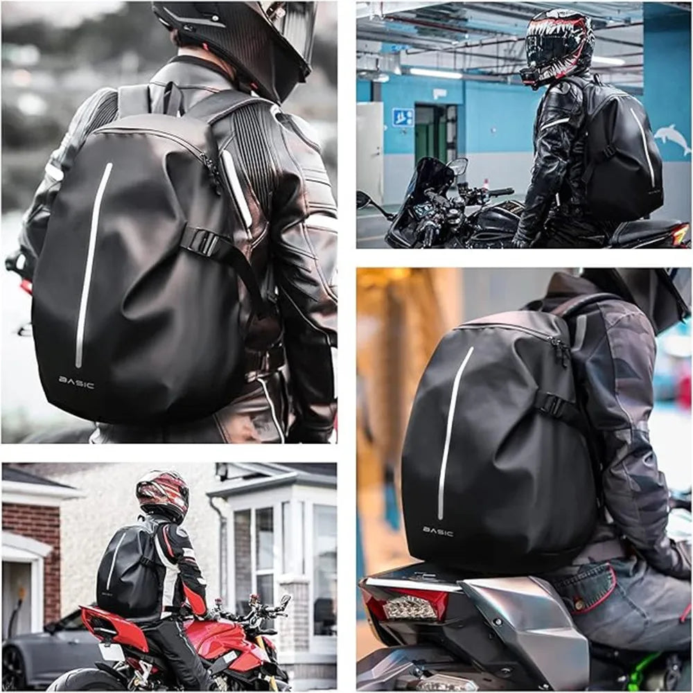 Waterproof Motorcycle Backpack Outdoor Sports Moto Biker Cycling Riding Helmet Backpack Reflective Business Travel Laptop Bag