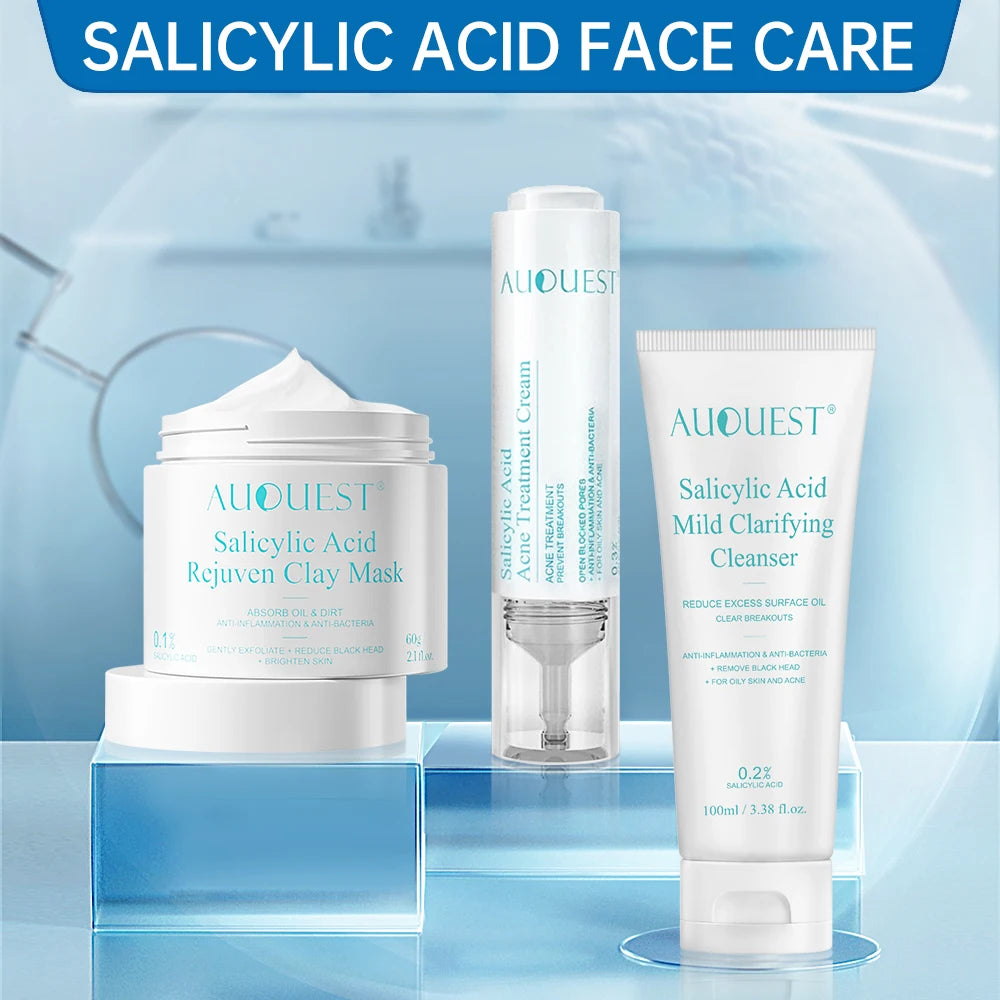 Skin Care Set Salicylic Acid Acne Treatment Kit Face Cream Cleanser Facial Mask Oil Control Whitening Moisturizing Products