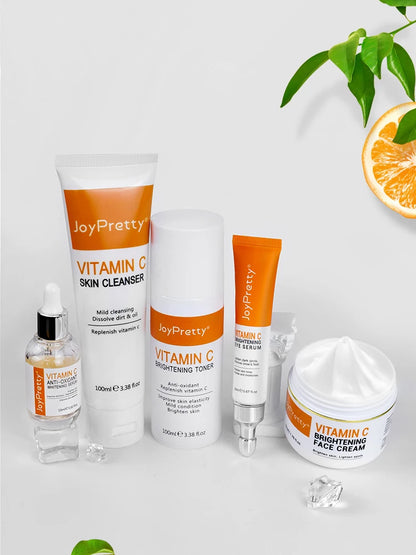 JoyPretty Vitamin C for Face Whitening Dark Spots Removal Cream Skincare Kits Eye Lightening Moisturizing Facial Serum Skin Care