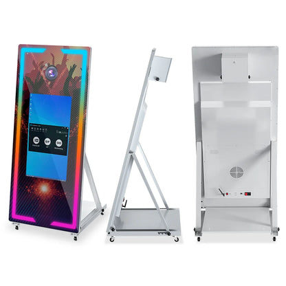 40 65in Touch Screen Magic Mirror Photo Booth Machine With mini PCPortable Selfie Mirror Photo Booth Kiosk For Parties Events