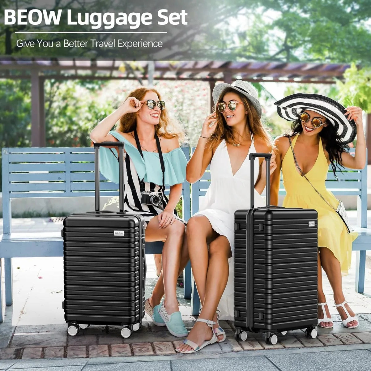 BEOW Luggage Sets 4 Piece, Expandable Luggage Sets with Spinner Wheels, TSA Lock Suitcases with Carry on Luggage Olive Green