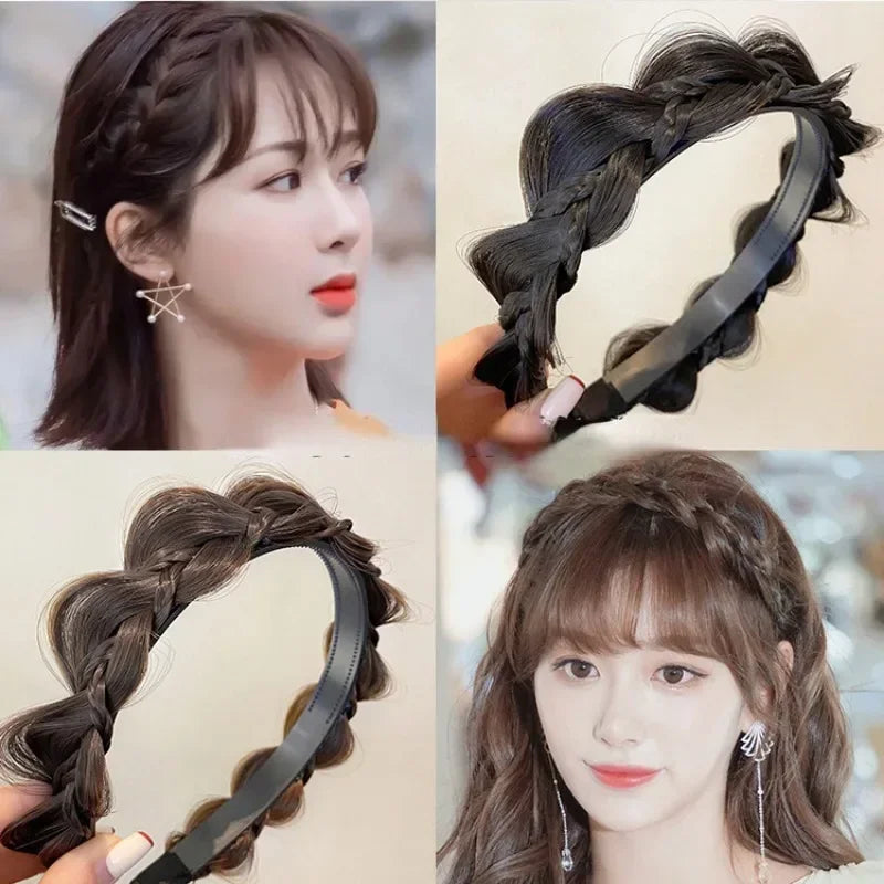 1pc Wig Twist Headbands for Women Wide Fishbone Braids Hairbands Handmade Retro Head Hoop Styling Headwear Accessories