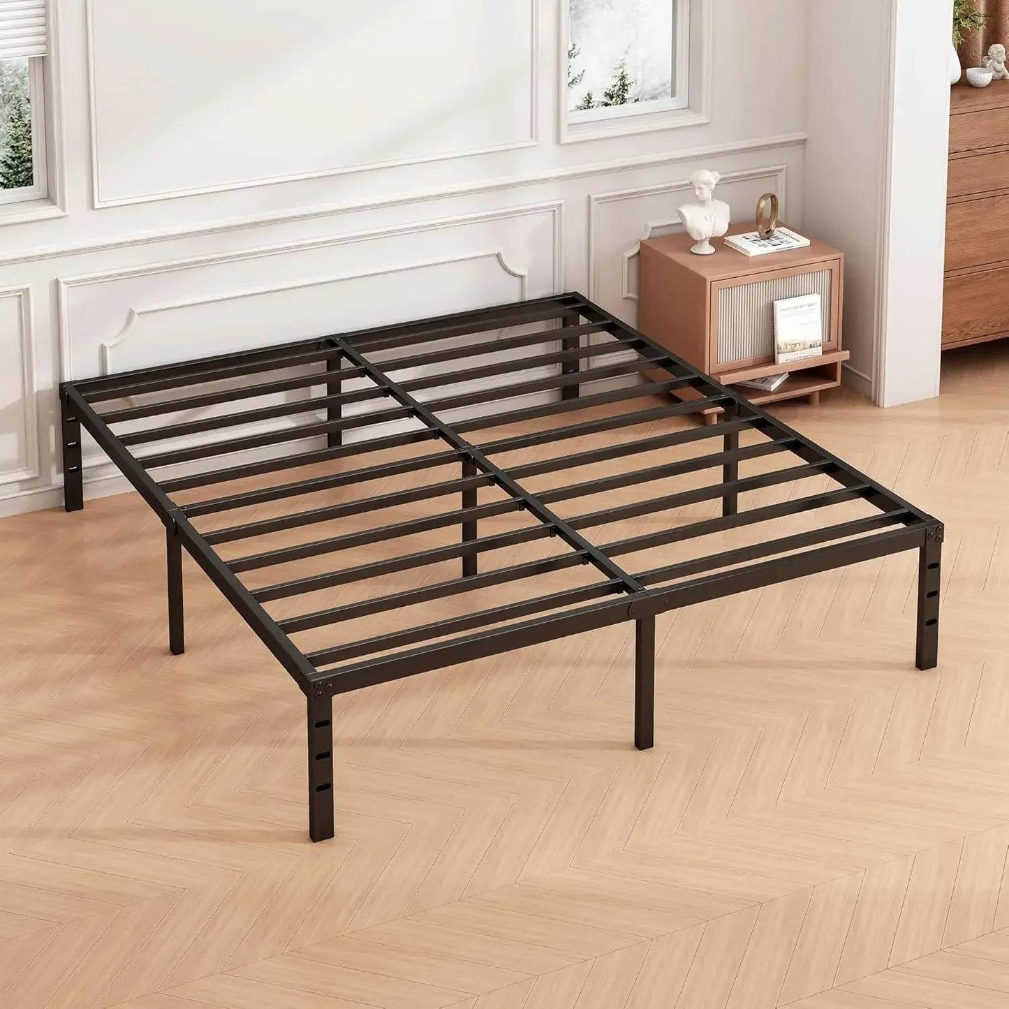 14 Inch Queen Bed Frame Sturdy Platform Bed Frame Metal Bed Frame No Box Spring Needed Heavy Duty Queen Size - MarvelouStoree