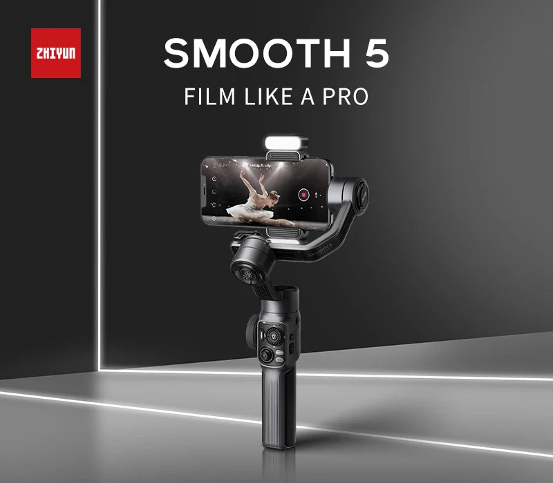 Zhiyun Smooth 5 Smartphone 3-axis Handheld Stabilizer Gimbal Covered with Grip Tripod for iPhone / Samsung / Huawei /Xiaomi