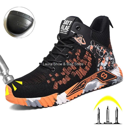 High Top Safety Shoes Men Steel Toe Work Shoes Men Women Work Safety Boots Anti Smash Safety Indestructible Work Boot Breathable