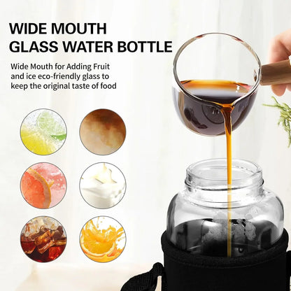 2L Large Capacity Glass Water Bottle Transparent Milk Juice Cup Outdoor Portable Leakproof Drinkware Tea Water Glass Bottle 2L