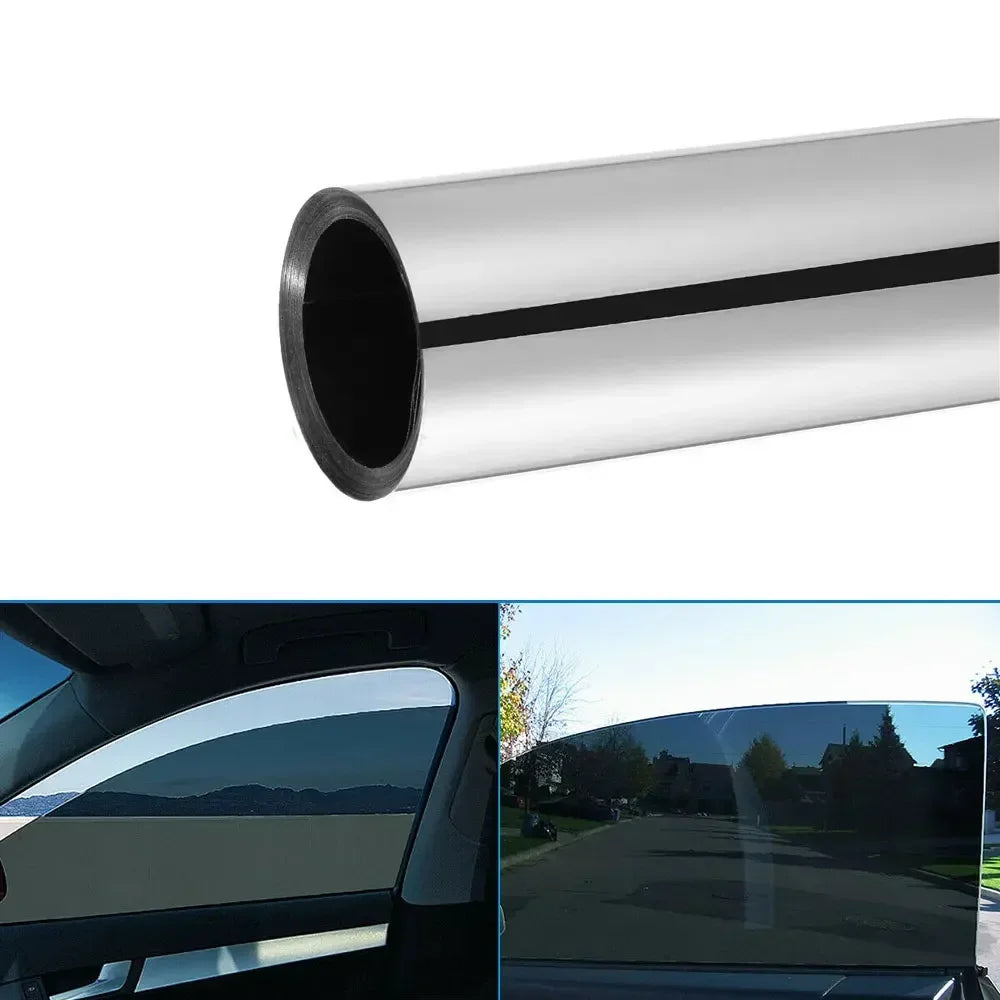 1Roll 20*10FT Universal Uncut Window Mirror Silver Chrome Tint Film Car Vehicle Windows Glass Stickers Exterior Accessories