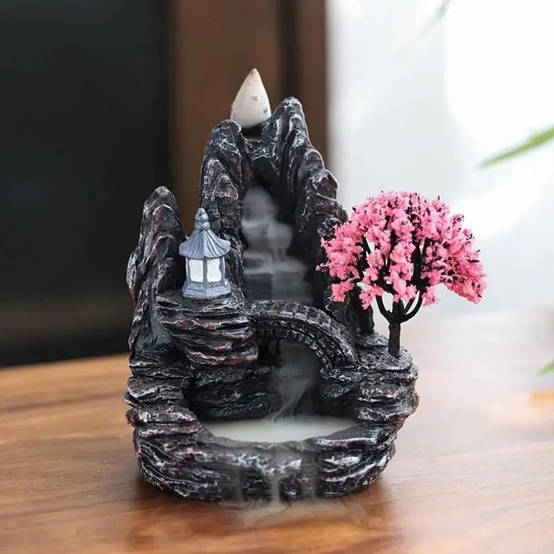 Incense Burner Resin Backflow Incense Burner Waterfall Incense Burner Innovative Tower Incense Sandalwood Aromatherapy Furnace