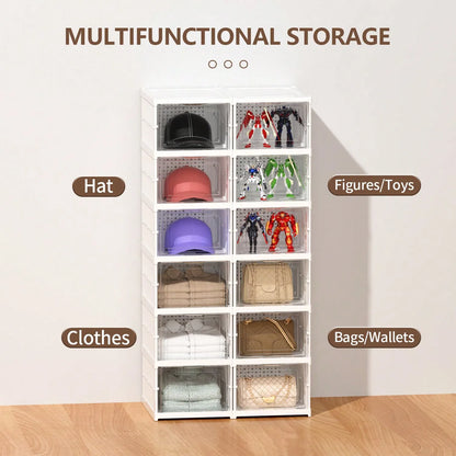 Portable Shoe Rack Organizer For Closet Entryway, Stackable Sneaker Storage Shoe Cabinet Large Plastic Storage Containers Bins