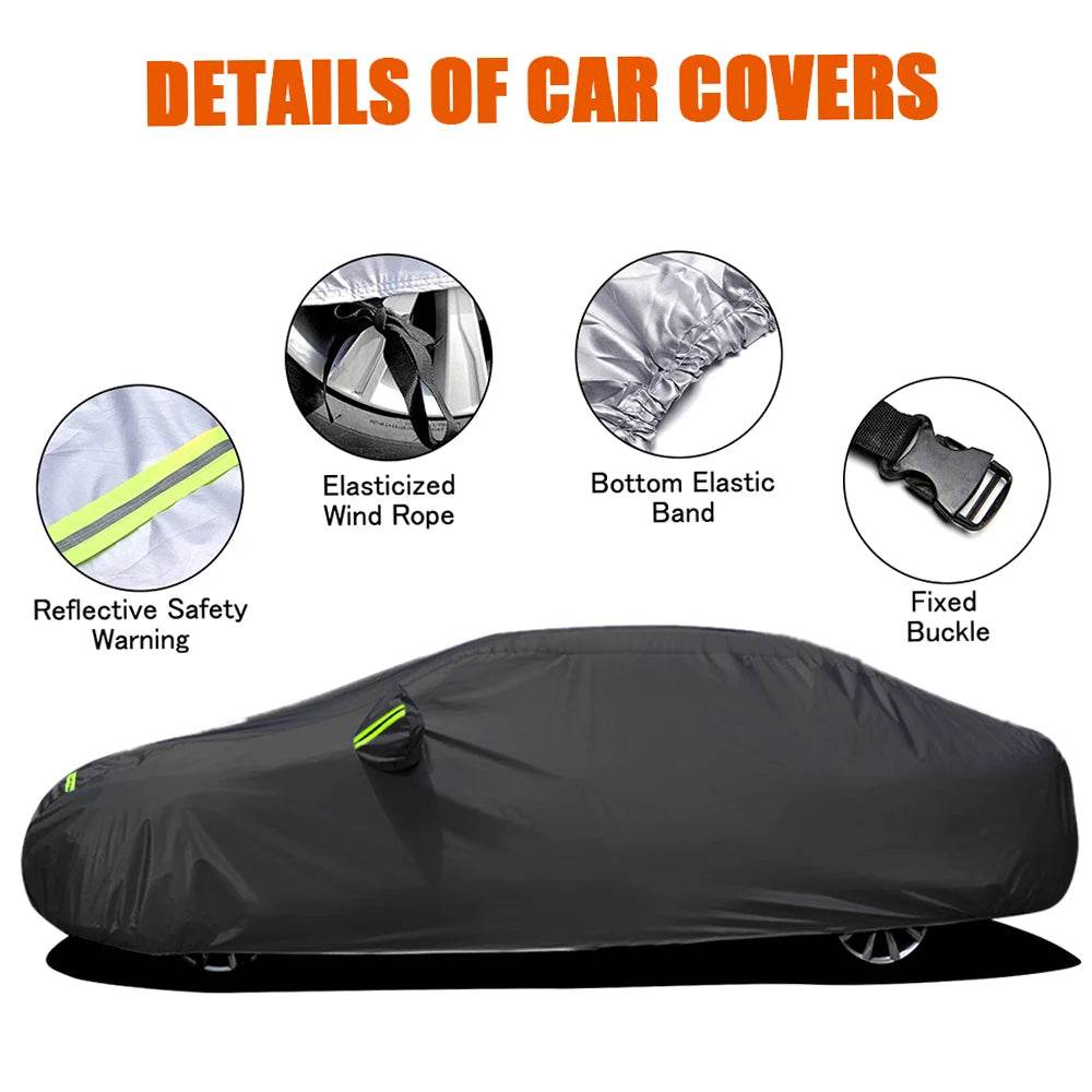 S-XXL Car Cover Sedan Full Covers with Reflective Strip Sunscreen Protection Dustproof&Waterproof UV Scratch-Resistant Universal - MarvelouStoree