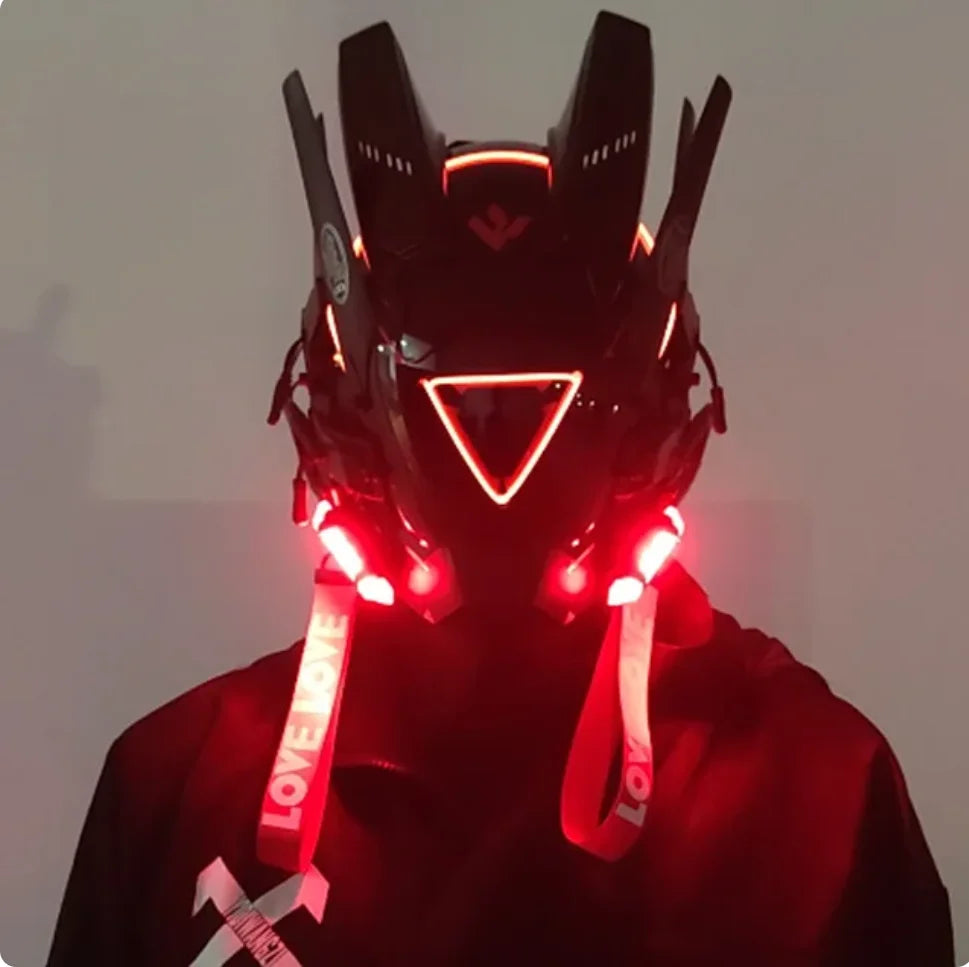 Cyberpunk Mask Led Lighting Cosplay Helmet Halloween Christmas Gift Music Festival Party For Adults