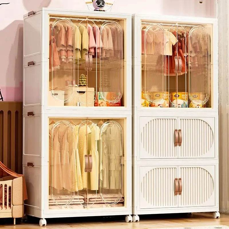 Children's Wardrobe Bedroom Closet Cabinet Baby Storage Box Toy Clothes Organizer Locker Folding Sorting Partition Wardrobe ﻿﻿ - MarvelouStoree