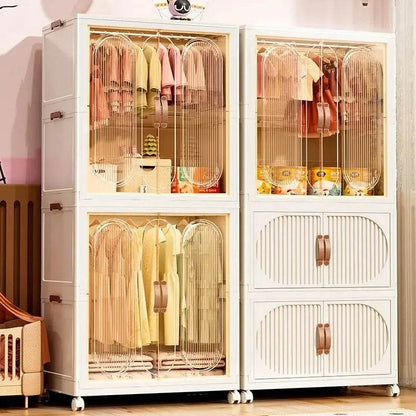 Children's Wardrobe Bedroom Closet Cabinet Baby Storage Box Toy Clothes Organizer Locker Folding Sorting Partition Wardrobe ﻿﻿ - MarvelouStoree