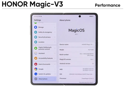 2024 New Honor Magic V3 Global Version 5G Foldable LTPO AMOLED 120Hz Display 7.92" 50MP Cameras Snapdragon 8 Gen 3 5150mAh 66W