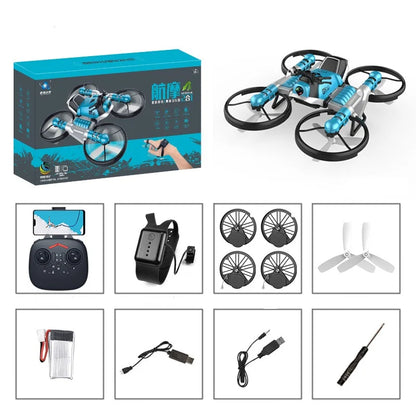 New 2 In1 Foldable RC Drone Motorcycle HD Camera Hand Gesture Helicopter DjiFlying Bike Outdoor Indoor Boy Age 7-12 Gift Box Toy