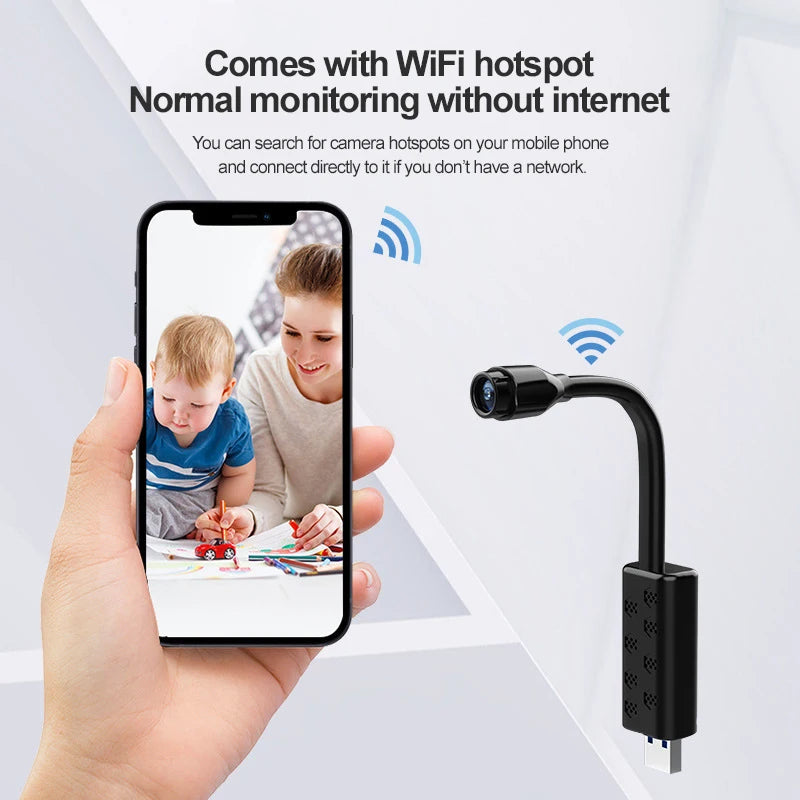 WiFi Mini Cameras Smart Home With Night Vision USB Joint SD Card Cloud Storage Portable Remote Alarm Security Protection