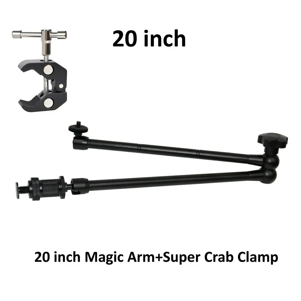 7/11/20 Inch Metal Articulating Magic Arm Super Clamp Holder Stand for DSLR Camera Photo Studio Photography Accessories Prop Kit