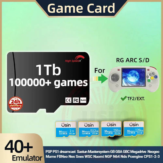 Game Card For Anbernic RG ARC S D Memory TF Plug&Play Retro Games PSP PS1 SD portable Handheld High Speed Card 1Tb 512G - MarvelouStoree