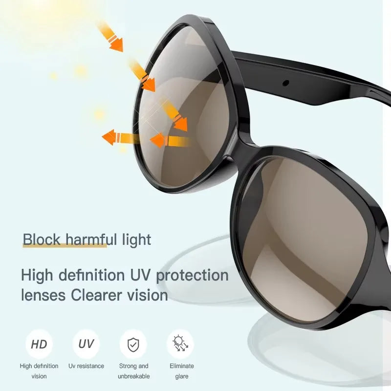 Smart Bluetooth V5.3 Sunglasses Glasses Call Outdoor Sports Headphones HIFI Black Technology Anti-touch UV For Men And Women