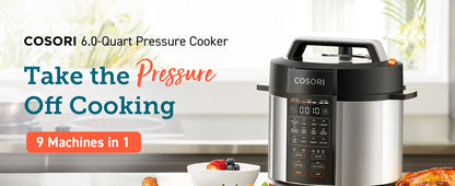 Electric Pressure Cooker 6 qt, 9-in-1 Instant Multi Cooker with Safer Venting Design, Rice Cooker, Slow Cooker, Sous Vide