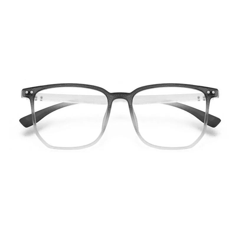 A Fashionable And Trendy Anti Blue Light Large Frame With Gradient Wood Grain Flat Light Glasses Frame For Women