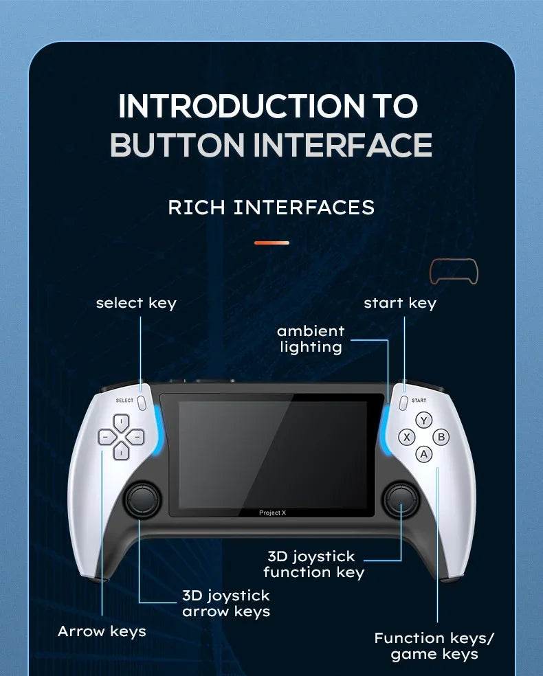 2024 New Project X Handheld Game Console Ps5 High-definition Arcade With Dual Player And Dual Controller Support Christmas Gift - MarvelouStoree