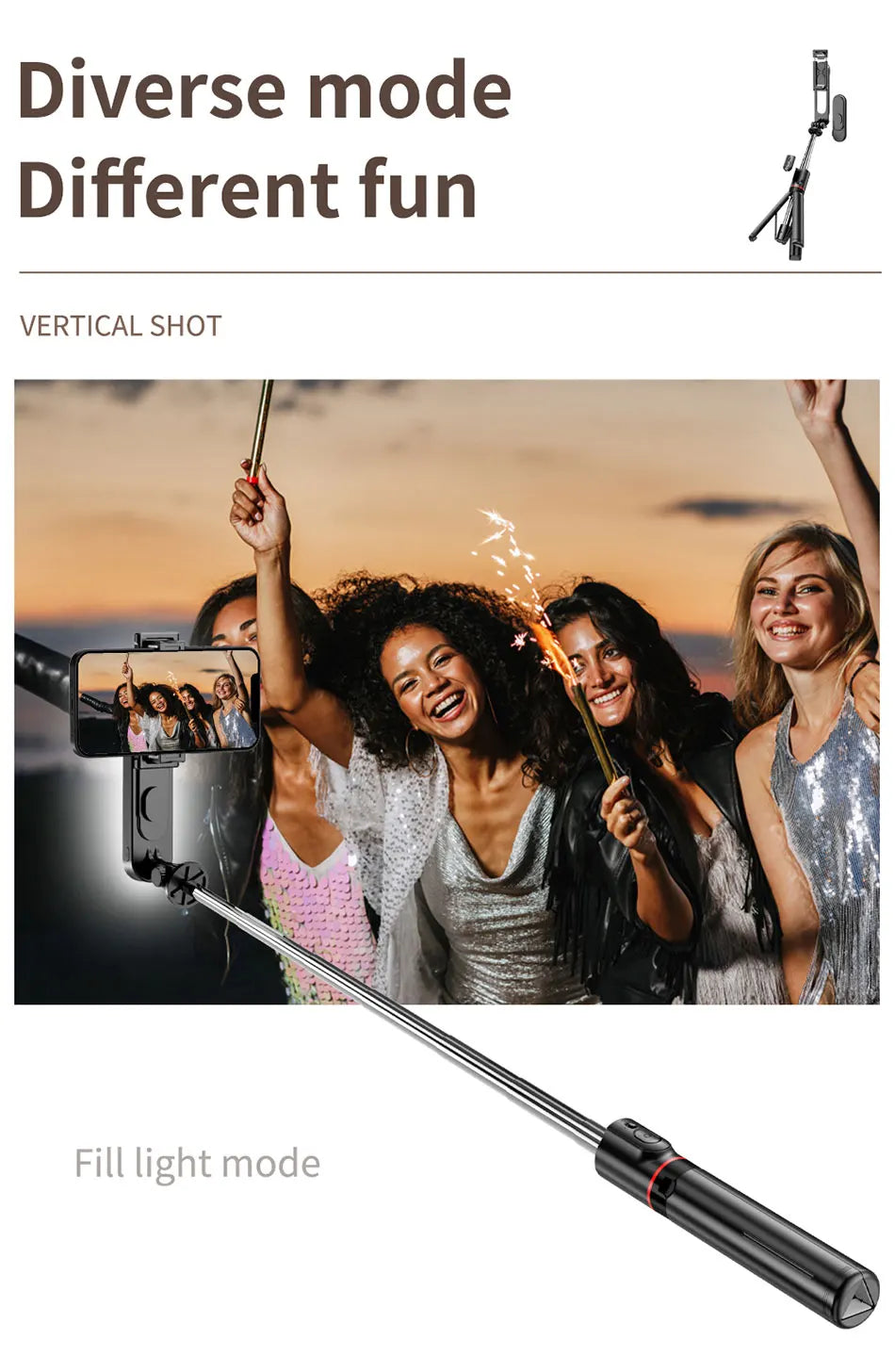 Selfie Stick Tripod with 3 Colors Fill Light Foldable Tripod with Bluetooth Wireless Remote for Xiaomi iPhone Samsung Smartphone