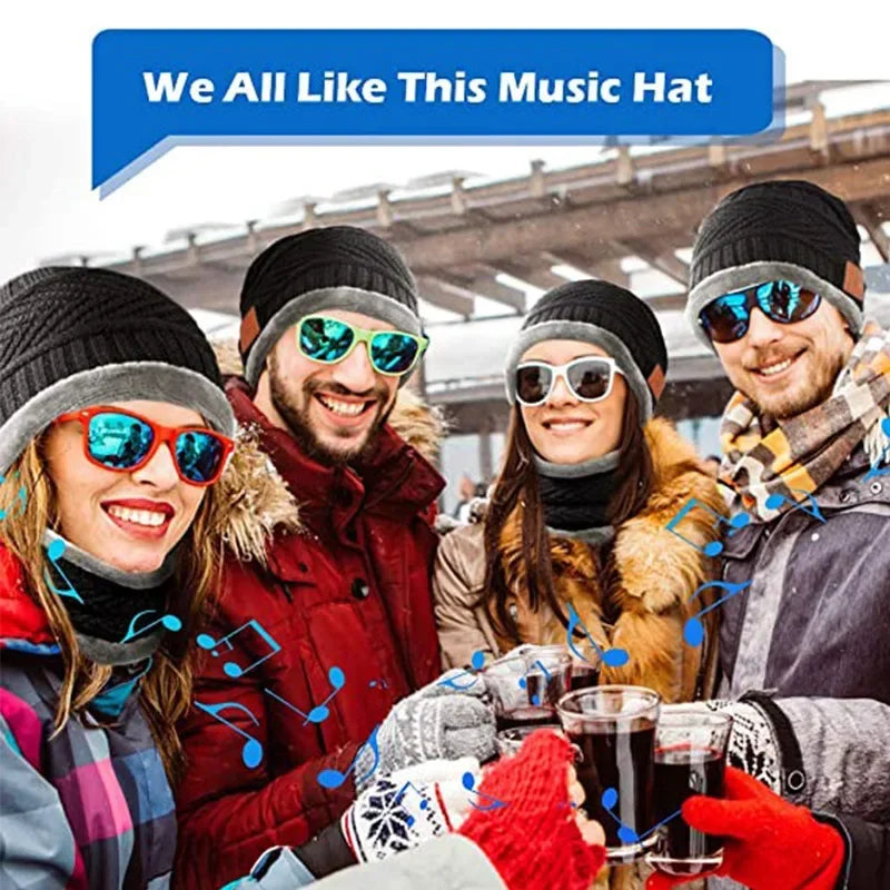 Microphone for Handsfree Call Outdoor Sport Cap Gifts  2in1 Winter Bluetooth 5.0 Headset Headband Warm Music Hat with Soft Scarf