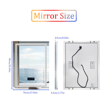 Wisfor 28x36 LED Lighted Bathroom Mirror with Bluetooth Speaker Smart Wall Vanity Mirror Anti-Fog Dimming 3 Lights