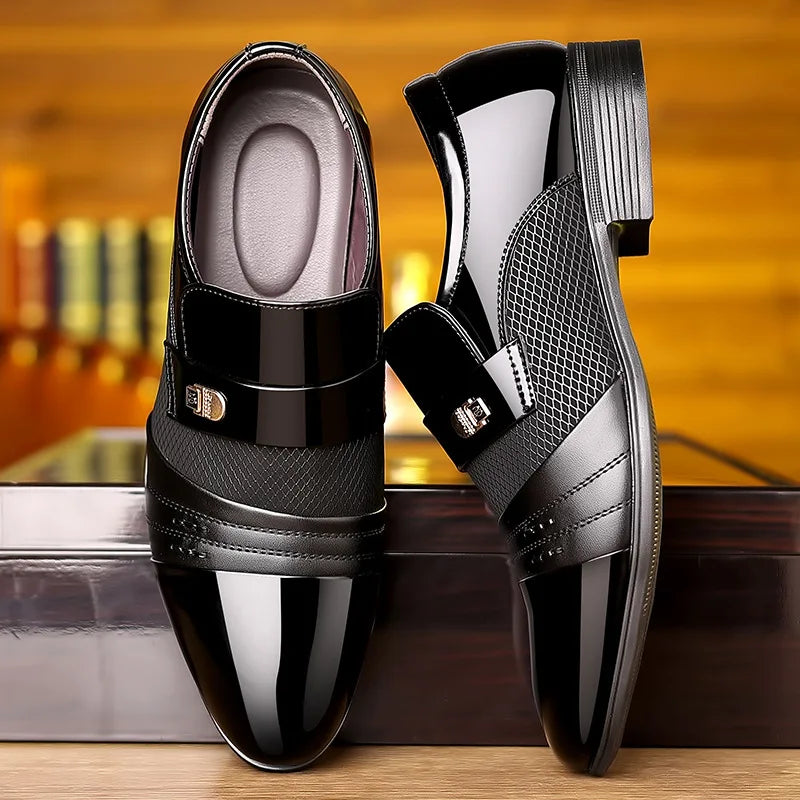 Men Formal Leather Shoes Black Pointed Toe Men Loafers Party Office Business Casual Shoes for Men Oxford Shoes Mens Dress Shoe