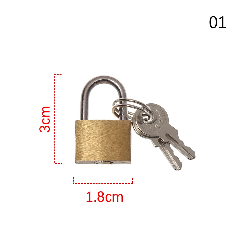 Mini Brass Padlock With 2 Keys Locker Case Supply Travel Suitcase Luggage Case Padlock Security Tool Simple Small Copper Lock