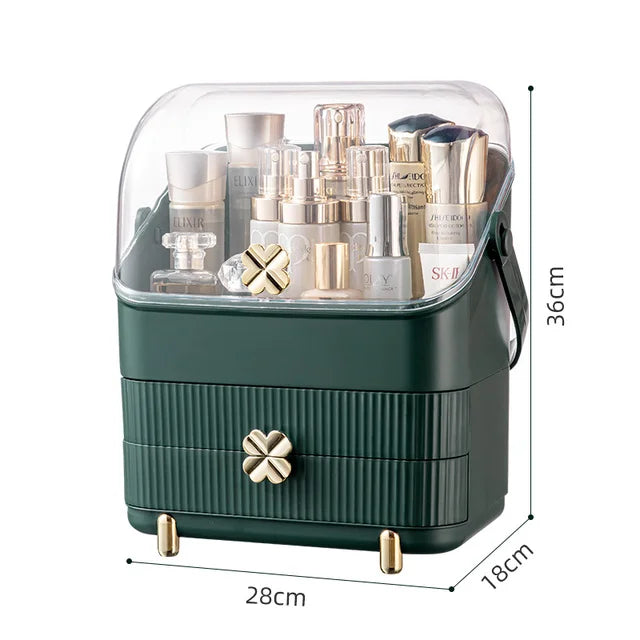 New Desktop Dustproof Organizer Storage Waterproof Fashion Skin Big Cosmetic Care Capacity Beauty Drawer Storage Box Makeup Bath