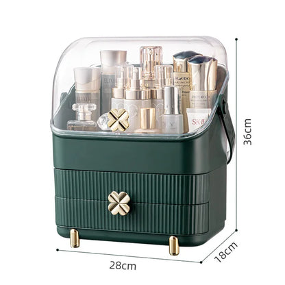 New Desktop Dustproof Organizer Storage Waterproof Fashion Skin Big Cosmetic Care Capacity Beauty Drawer Storage Box Makeup Bath