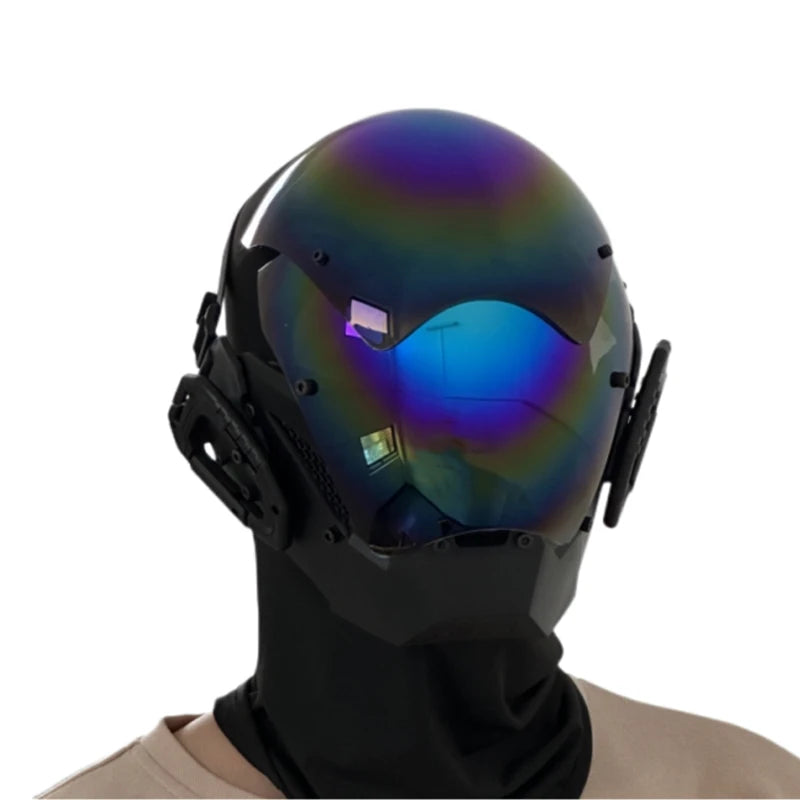 Cyberpunk Mask Role-play Futuristic Rainbow Mask Helmet Mechanical Style Halloween Party Gift Toys for Men and Women