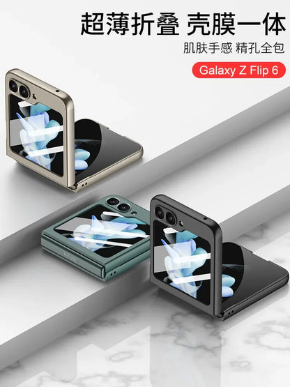 For Samsung Galaxy Z Flip 6 ZFlip6 Case Ultra-thin Skin-Friendly With Mirror Film Folding Hinge Shockproof Protection Hard Cover