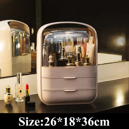 New Desktop Dustproof Organizer Storage Waterproof Fashion Skin Big Cosmetic Care Capacity Beauty Drawer Storage Box Makeup Bath